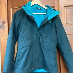 North face women’s winter ski coat jacket M teal 2-in-1